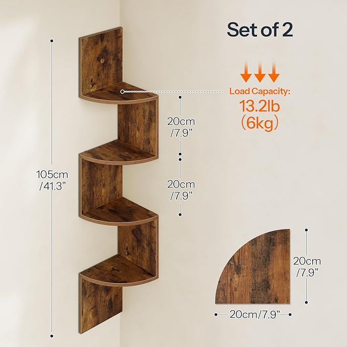 HOOBRO Corner Shelf Wall-Mounted, 4-Tier Corner Bookshelves - Image 3