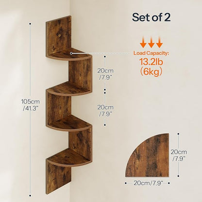HOOBRO Corner Shelf Wall-Mounted, 4-Tier Corner Bookshelves - Image 3