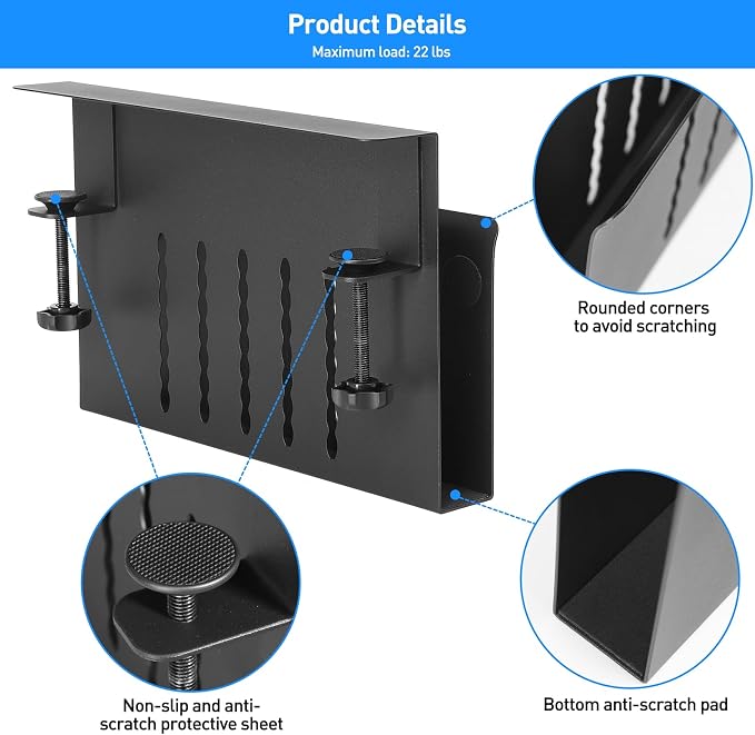 MAXECHO Desk Side Storage, Under Desk Laptop Mount, Table Side Hanging File - Image 4