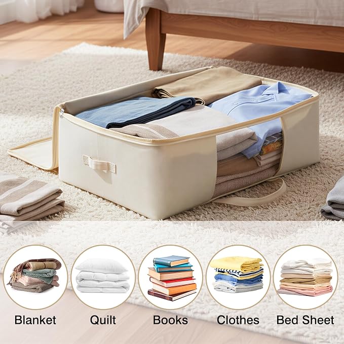 YGEOMER Blanket Storage Bags, Canvas Foldable Closet Organizers Containers - Image 6
