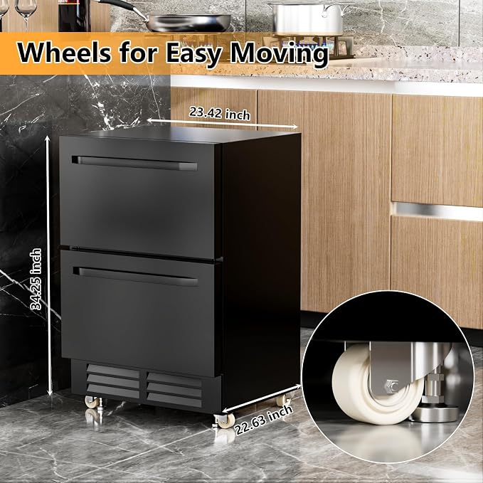 24 Inch Under Counter Dual Drawer Beverage Fridge, Weather Proof Outdoor - Image 3