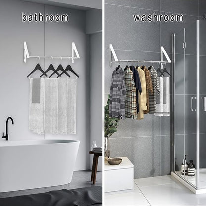 Laundry Room Drying Rack Wall Mounted Clothes Hanger Folding Wall Coat Racks - Image 6