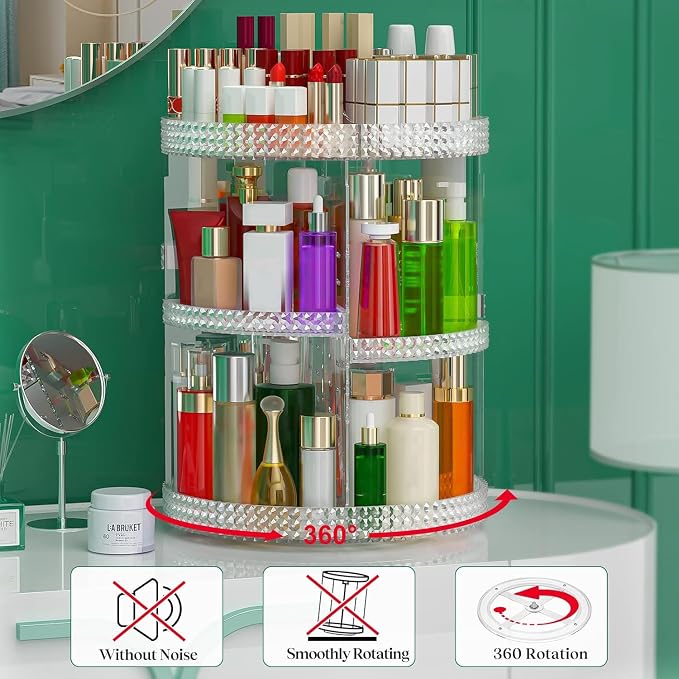 Awenia Makeup Organizer 360-Degree Rotating, Adjustable Makeup Storage - Image 6