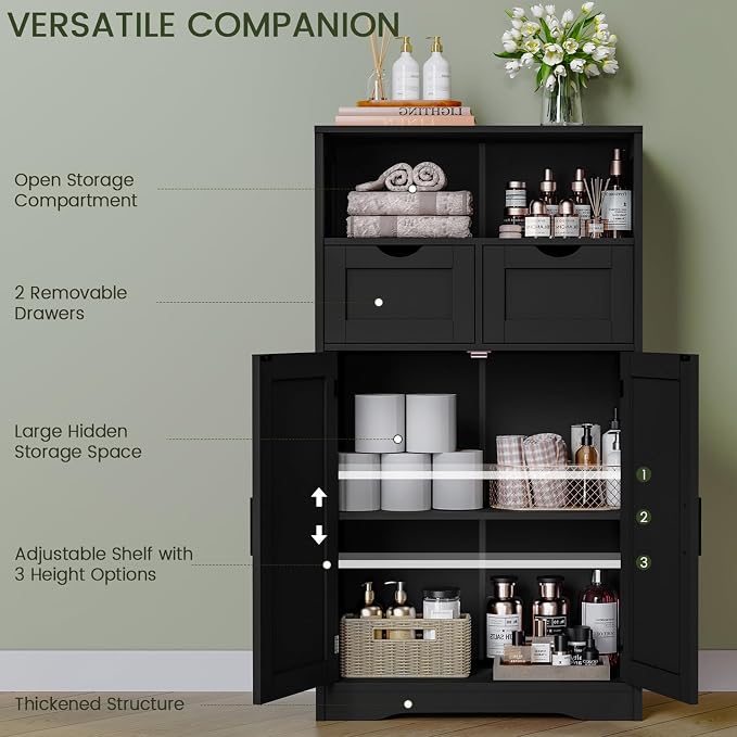 Iwell Storage Cabinet with Doors & Shelves, Kitchen Pantry Cabinet, Bathroom - Image 5