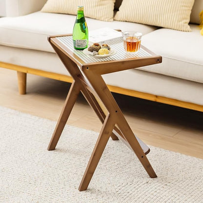 GOFLAME Rattan Side Table, Z-Shaped End Table - Image 2