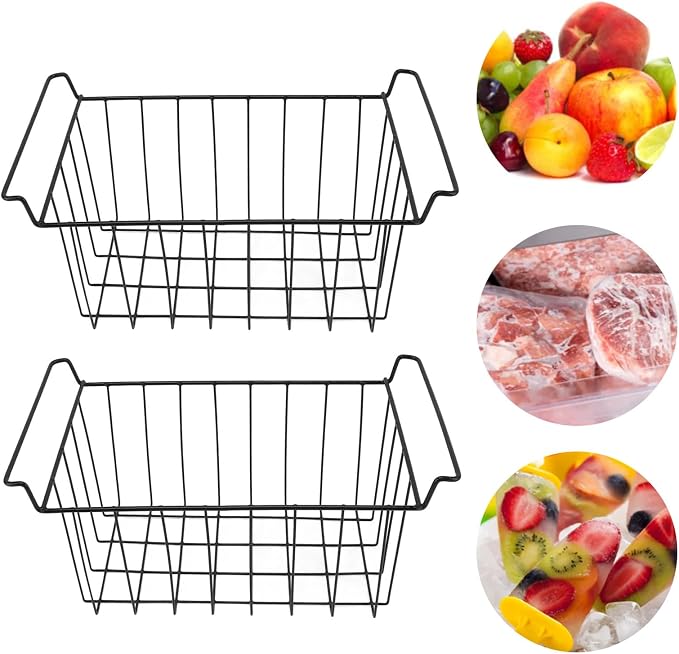 2PCS Freezer Organizer Bins, Steel Wire Freezer Basket - Image 7