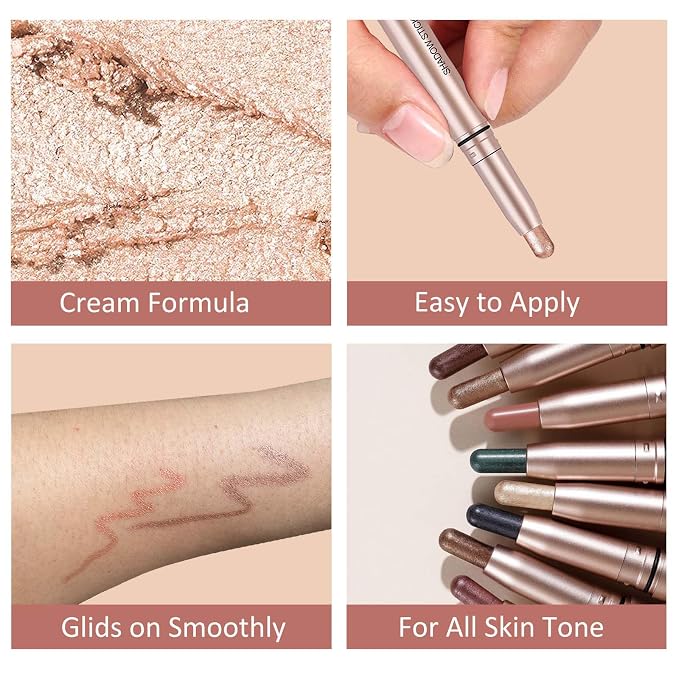 White Cream Eyeshadow Stick, Single Shimmer Eyeshadow Pencil, Waterproof Long - Image 4