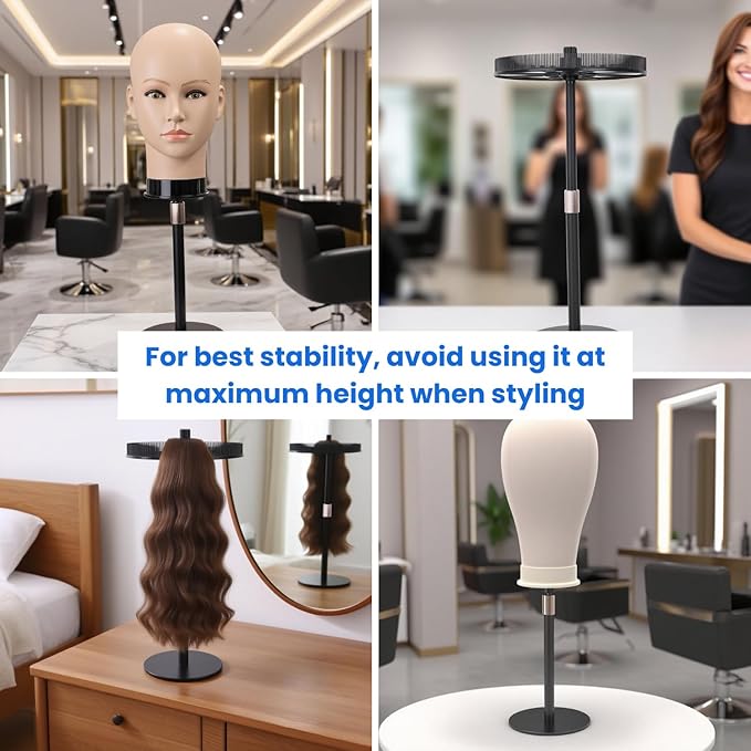 Adjustable Hair Extension Stand – Matte Black Metal, Tangle-Free Storage & - Image 6