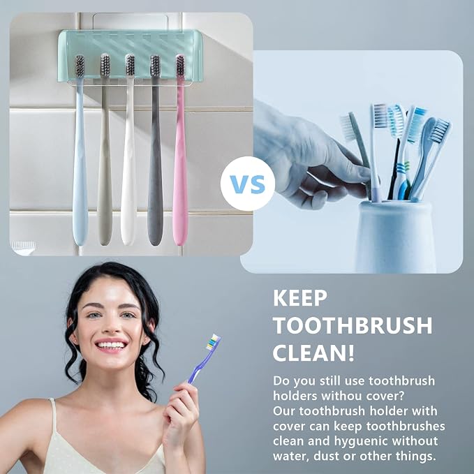5 Slots Toothbrush Holder Wall Mount - Image 2