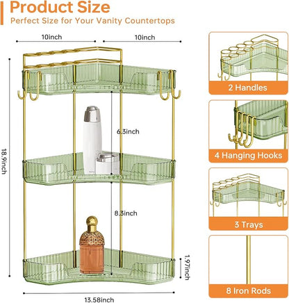 3-Tier Corner Bathroom Counter Organizer，Makeup & Skincare Shelf - Image 2