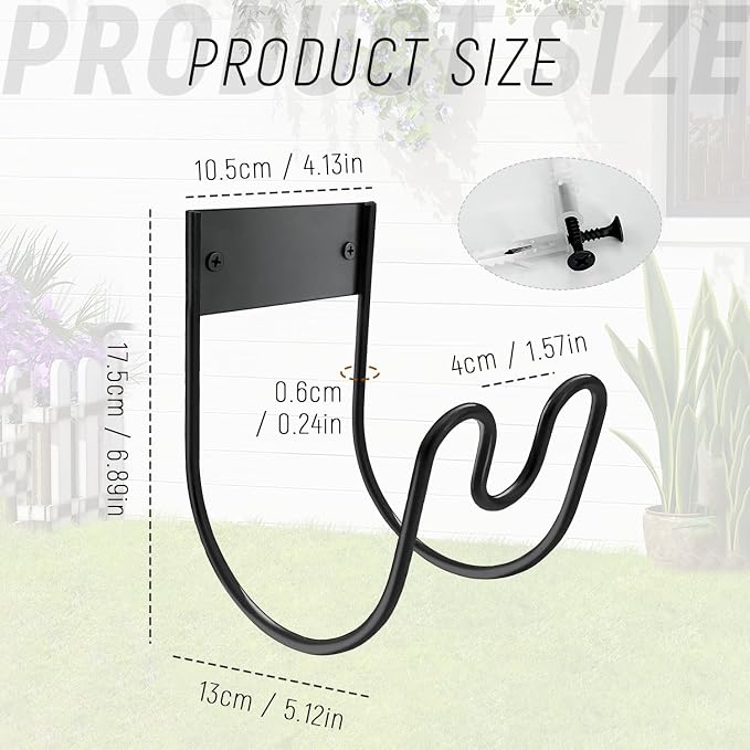 Heavy Duty Black Metal Hose Holder - Image 2