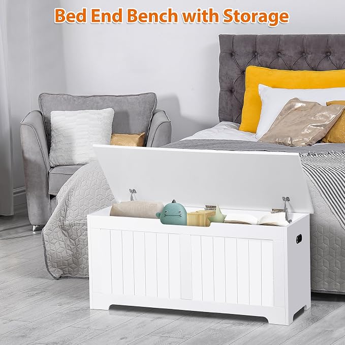 Wooden Storage Chest, 30/40 Inch Storage Trunk w/2 Safety Hinges, Storage Bench - Image 2