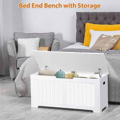 Wooden Storage Chest, 30/40 Inch Storage Trunk w/2 Safety Hinges, Storage Bench - Image 2