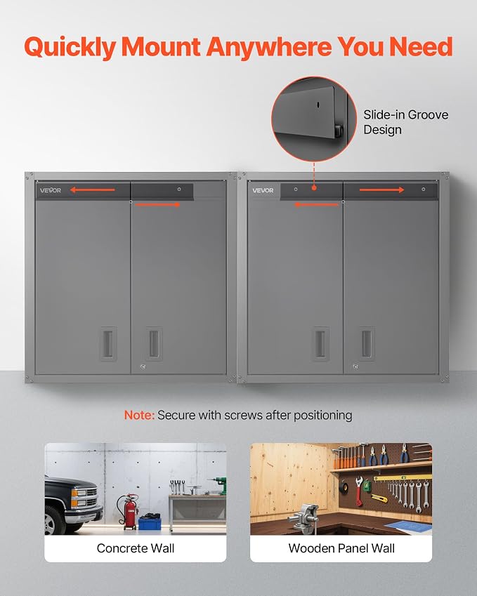 VEVOR Metal Wall Cabinet, 30W x 12.2D x 30H Inch, Steel Floating Hanging - Image 4