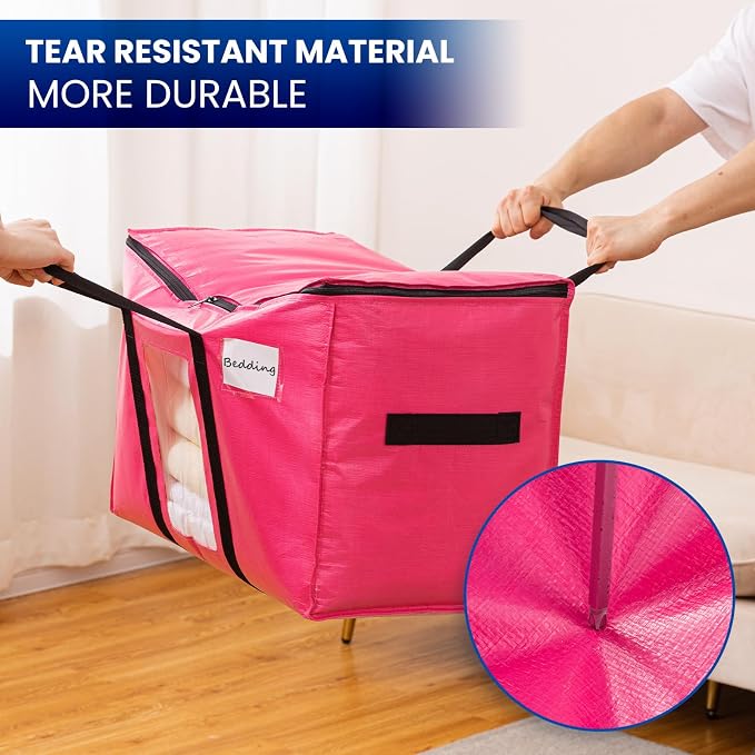 TAILI 10 Pack Pink Extra Large Moving Bags, Heavy Duty Totes - Image 5