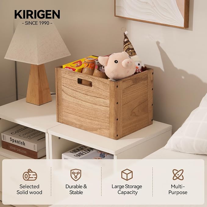 KIRIGEN Stackable Wood Storage Cube - Image 2