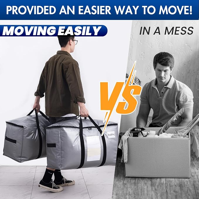TAILI Extra Large Moving Bags, 2 Pack Silver Heavy Duty Totes - Image 6