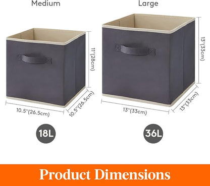 Lifewit Storage Cubes, 13 Inch Organizer Bins, 36L Gray, 6 Packs | Foldable - Image 4