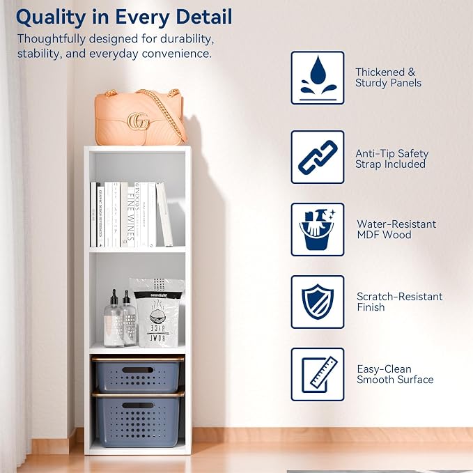 Whitmor 3 Cube Storage Organizer, Small Bookshelf, 3 Cube Shelf Book Shelf - Image 5