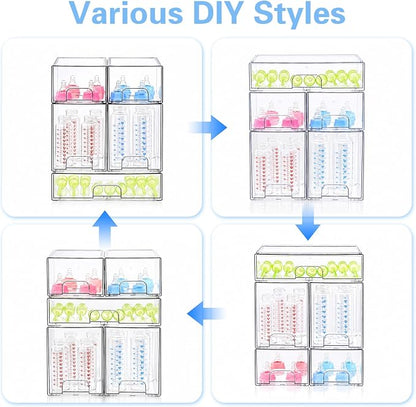 Baby Bottle Organizer, 5 Pack Clear Acrylic Stackable Storage Drawers, Baby - Image 8