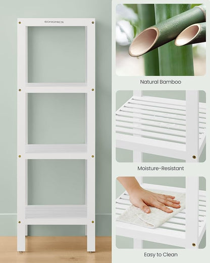 SONGMICS Bamboo Storage Shelf, 4-Tier Shelving Unit, in the Entryway, Living - Image 5