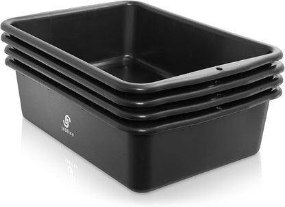 Jubilee 4-Pk Plastic Storage Bin, 20L Black Bus Utility Tub – Heavy Duty - Image 2