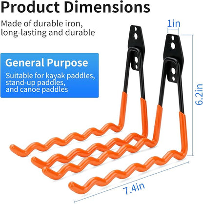 Plus tard 2 Pcs Kayak Paddle Holder, Wall-Mounted Hook - Image 2