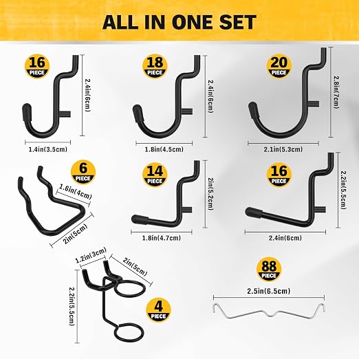 ELEAD 200-Piece Extra Thick Pegboard Hooks Set, 1/4" Heavy Duty Black Peg Board - Image 3