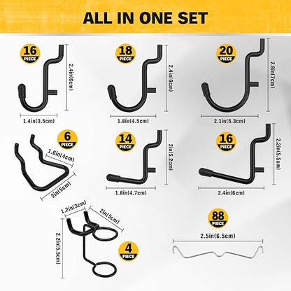 ELEAD 200-Piece Extra Thick Pegboard Hooks Set, 1/4" Heavy Duty Black Peg Board - Image 3