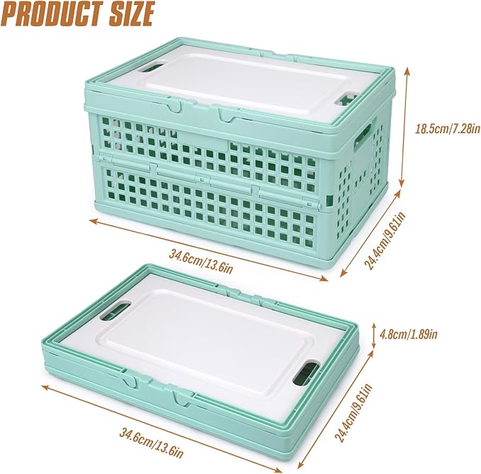 Collapsible Storage Crate, Foldable Plastic Basket - Image 2