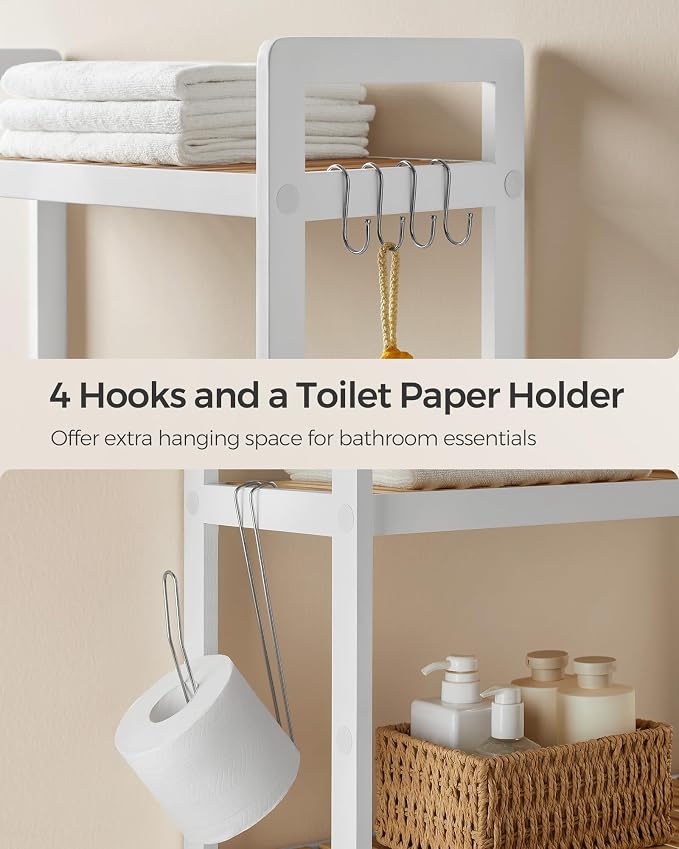 SONGMICS Over The Toilet Storage, 3-Tier Over Toilet Bathroom Organizer - Image 8
