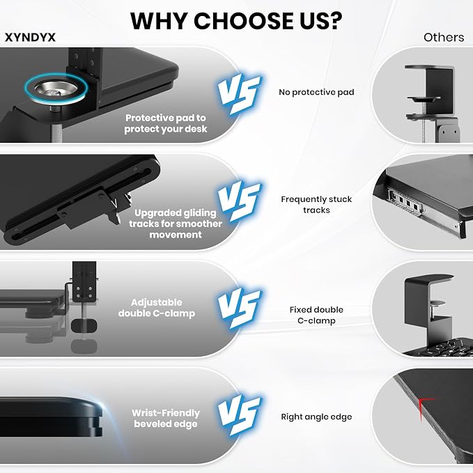 Keyboard Tray Under Desk, Pull Out Keyboard & Mouse Tray - Image 6