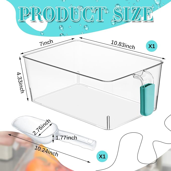 Havawish Ice Bin and Flexible Scoop Set Plastic Freezer Ice Bin - Image 2