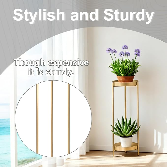 30" Plant Stand, 2 Tier Metal Flower Plants Holder - Image 4