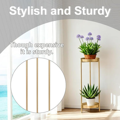 30" Plant Stand, 2 Tier Metal Flower Plants Holder - Image 4