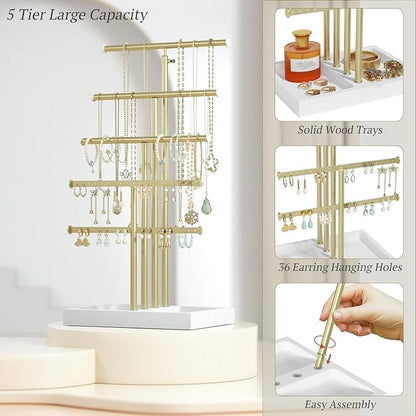 Love-KANKEI Jewelry Organizer Stand, 5 Tier Large Necklace Holder - Image 6