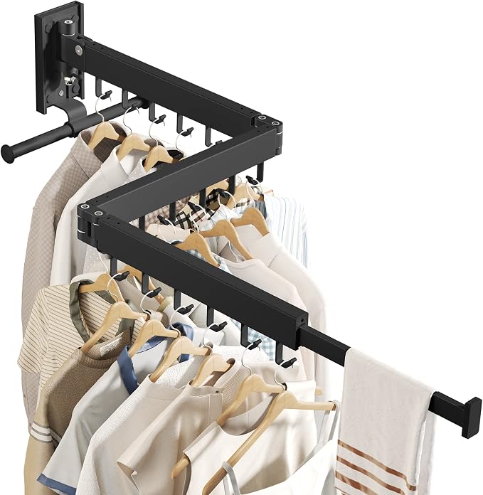 BOQORAD Drying Rack Clothing, Retractable Clothes Drying Rack, Wall Mounted - Image 9