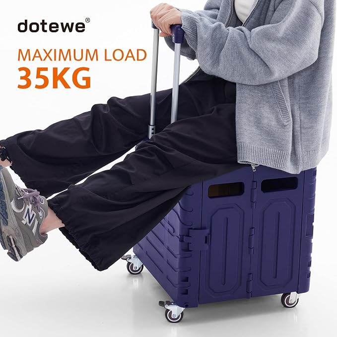 Folding Utility Cart Portable Rolling Crate Handcart Foldable Shopping Trolley - Image 2