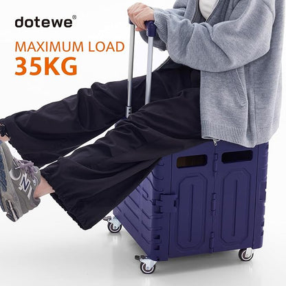 Folding Utility Cart Portable Rolling Crate Handcart Foldable Shopping Trolley - Image 2
