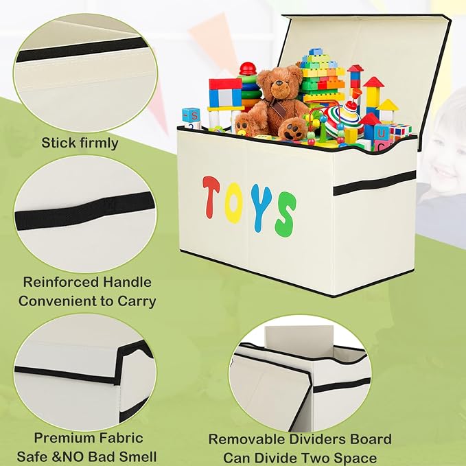 YOLOXO Toy Box Chest, Collapsible Sturdy Storage Bins - Image 3