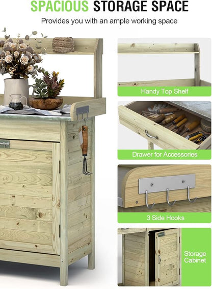 ARNOT Potting Bench, Outdoor Potting Bench Table - Image 4