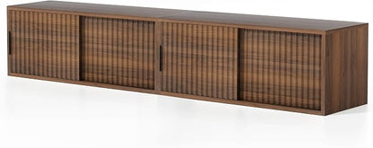 Large Floating TV Stands Set of 2, Modern Fluted Nightstands Wall Mounted - Image 7