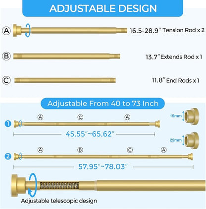 AIZESI Spring Tension Curtain Rod No Drilling 45 to 77 Inch, 7/8" Diameter - Image 2