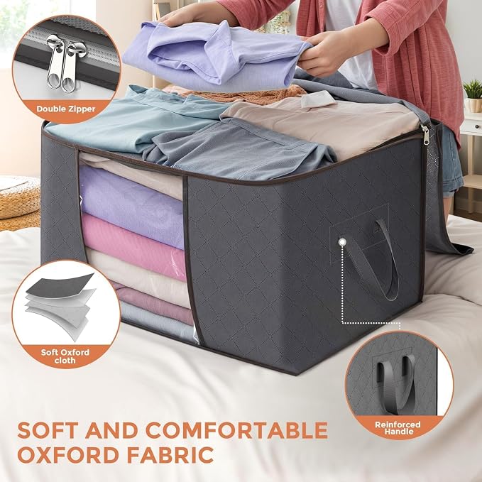 Budding Joy 90 L Large Storage Bags, 10 Pack Clothes Storage Bins Foldable - Image 5