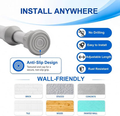 2 Pack Small Tension Curtain Rod, Short Adjustable Extendable | Spring Loaded - Image 6