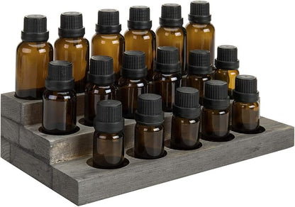 MyGift 3-Tier Vintage Grey Wood 17-Bottle Essential Oil Display Stand - Image 7