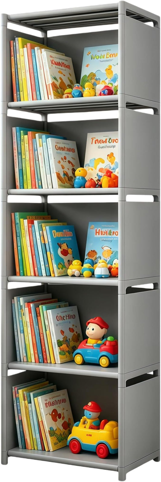 RIIPOO Book Shelf, 5-Cube Storage Organizer, Metal & Fabric Bookcase by RIIPOO