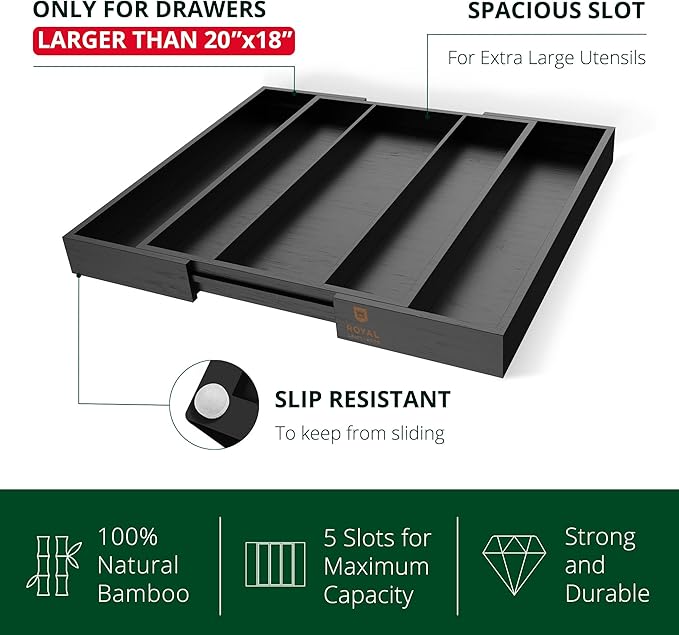 ROYAL CRAFT WOOD Luxury Bamboo Kitchen Drawer Organizer - Image 5