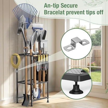 Garden Tool Organizer, Metal Yard Tool Organizer, Holds 50 Long-Handled - Image 4