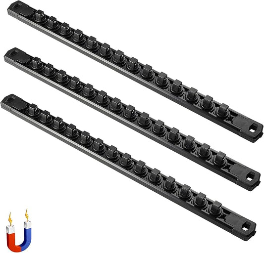 ALOANES 3-Piece Magnetic Socket Organizer, Heavy Duty Aluminum Socket Rails by Aloanes